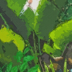 Various oil paintings, flowers, cats, dogs, paisley birds, roses, peonies, tropical leaves, beautiful scenery