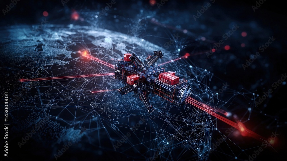 Aufkleber Exploring spacecraft dynamics outer space digital art sci-fi environment futuristic viewpoint