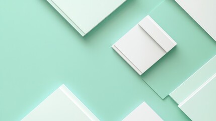 Abstract Geometric Shapes on Pale Green Background