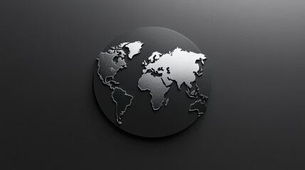 Abstract Metallic World Map on Dark Background