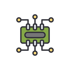 Electric circuit colored icons, minimalist vector illustration ,simple transparent graphic element .Isolated on white background