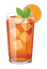 Ice Tea with Orange - Vector Illustration