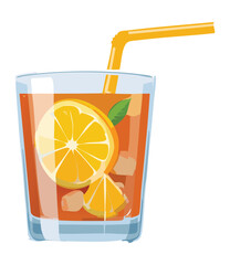 Lemon Tea Drink - Vector Illustration