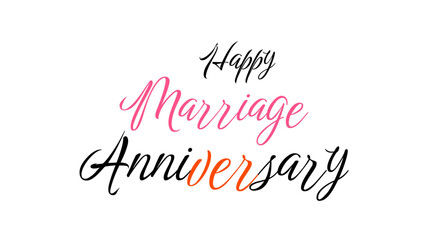 Happy Marriage Anniversary text on white background suitable for banner and poster design.