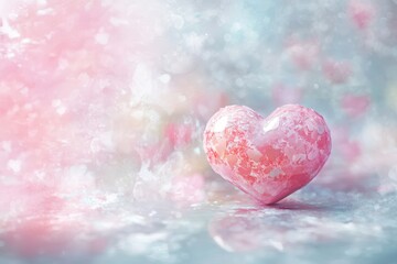 Obraz premium Pink Heart on Soft Pastel Background with Sparkling Texture