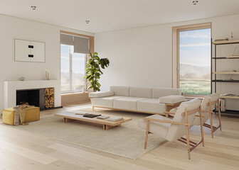Fototapeta premium Interior design of modern apartment. Modern design solution, 3d rendering