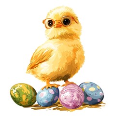 Obraz premium Easter chick isolated on transparent background