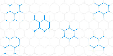 Fototapeta premium Seamless blue hexagon pattern with geometric honeycomb texture