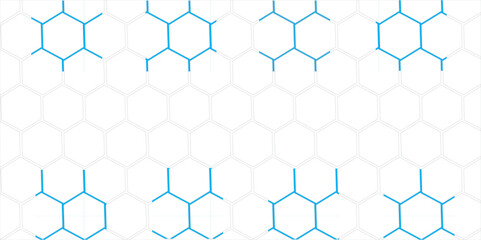 Seamless hexagon pattern with blue geometric background and honeycomb texture