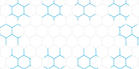 Seamless abstract blue geometric honeycomb pattern with hexagonal grid design