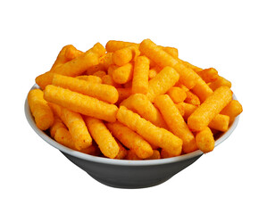 snack stick in a bowl isolated on white