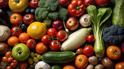 background with assortment of fresh organic vegetables