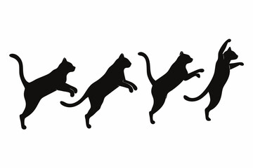 set of cat vector silhouette illustration isolated on white background
