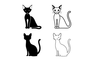 set of cat vector silhouette illustration isolated on white background