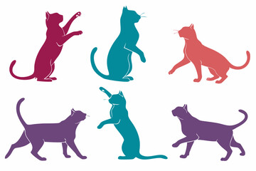 set of cat vector silhouette illustration isolated on white background