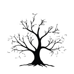 Fototapeta premium Striking black and white silhouette of a bare tree