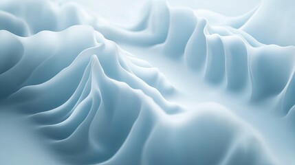 Obraz premium Soft, undulating waves of pale blue fabric create a serene and calming landscape, evoking a sense of tranquility and fluidity, ideal for backgrounds in wellness and relaxation themes