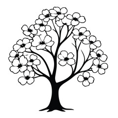 Obraz premium Elegant Black and White Blossom Tree Silhouette