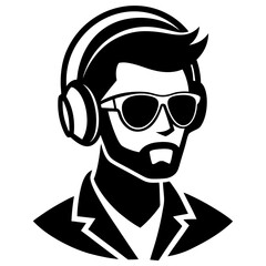 Man with headphones and sunglasses silhouette