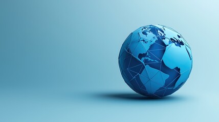Fototapeta premium A stylized blue globe on a gradient background, symbolizing global awareness and connection.
