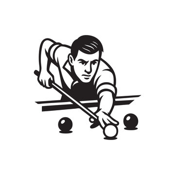 billiard player aiming shot black and white clip art preview