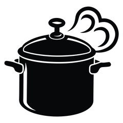 Pressure Cooker with Steam Vector – Hot Kitchen Appliance Illustration for Cooking & Food Design
