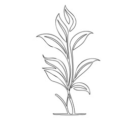 Elegant botanical line art: Single continuous stroke of a sprouting seedling