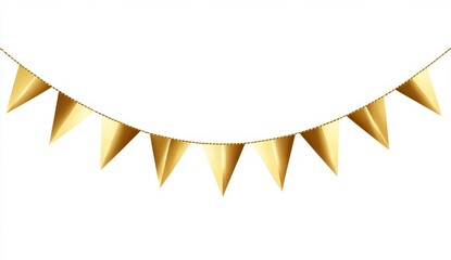 Gold triangular banner on white background
