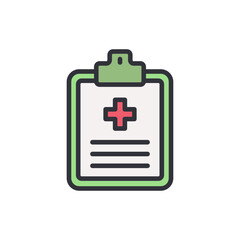 Medical report colored icons, minimalist vector illustration ,simple transparent graphic element .Isolated on white background