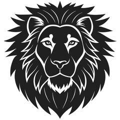 lion head vector silhouette illustration isolated on white background