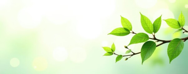 Obraz premium Foliage and branches in shades of green isolated on white background, single bloom, branches
