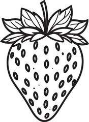 Realistic hand drawn strawberry illustration in black and white with multiple views and textures perfect for food packaging eco friendly prints and culinary graphics
