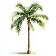 Watercolor illustration of a single palm tree