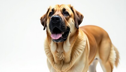 Obraz premium Imposing mastiff, noble expression, pure white backdrop, dog photography, portrait, noble