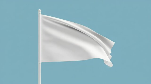 White flag waving against a clear blue background  