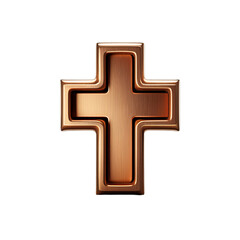 Obraz premium 3D Bronze Christian Cross Icon in Minimal Style Isolated on White Background for Faith and Religion Concepts