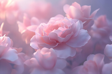 Obraz premium Delicate pink roses in soft, ethereal light.