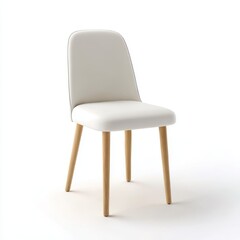 Upholstered chair with wooden legs on white background