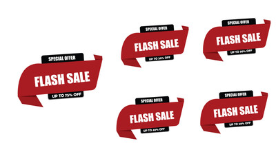 Flash Sale promotional sticker template. Flash Sales banner template design for social media and website flash sale badge 20% off 30%off  40%off 30%off 75%off  isolated on white background 