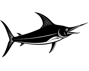 Blue Marlin vector silhouette illustration isolated on white background
