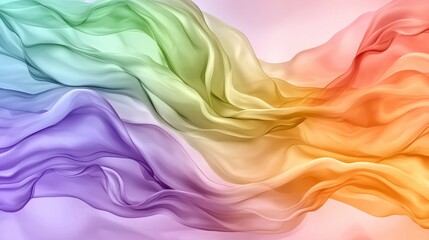 Obraz premium Flowing Multicolored Silk Fabric with Gradient Hues in Soft Pastel Tones