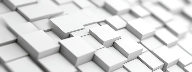 Abstract 3D rendering of white cubes forming a textured surface.