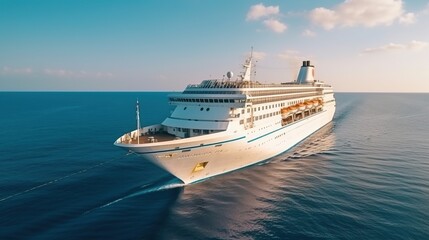 Fototapeta premium Cruise Ship Sailing on Calm Sea