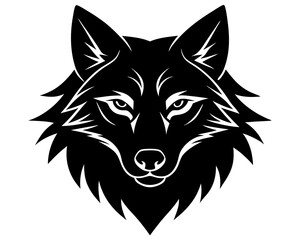 wolf head vector silhouette illustration isolated on white background