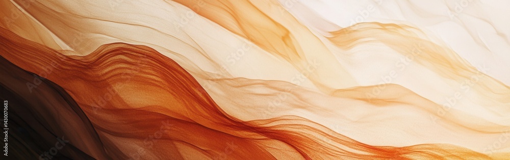 Poster Abstract organic flowing waves in earth tones create a translucent texture effect for backgrounds or design elements.