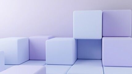 Obraz premium Minimalist pastel lavender and blue color block arrangement evokes a peaceful, serene atmosphere ideal for backgrounds and designs