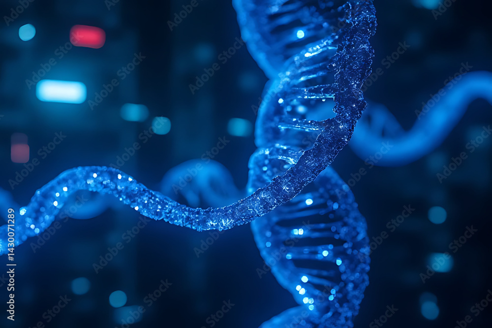 Poster 3d rendered illustration of dna detailed 3d rendering of dna double helix structure, representing ge