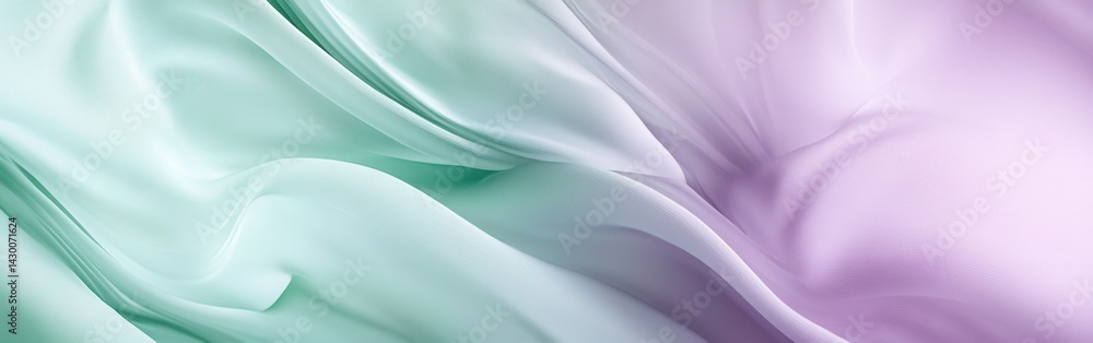 Poster gentle sweeps of pale mint green and soft lilac create a serene and calming abstract flowing fabric 