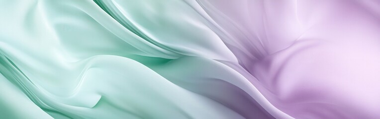 Obraz premium Gentle sweeps of pale mint green and soft lilac create a serene and calming abstract flowing fabric backdrop
