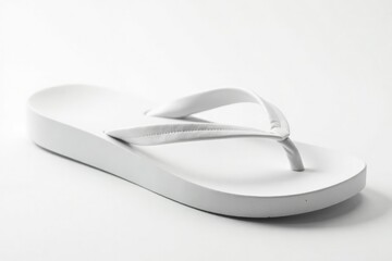 Single white flip-flop, isolated on pure white background, footwear, vacation, image